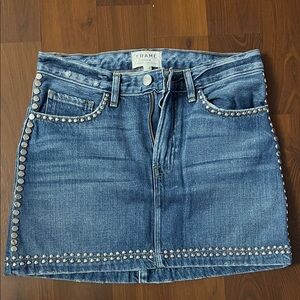 Frame Denim Studded Blue Mini Skirt